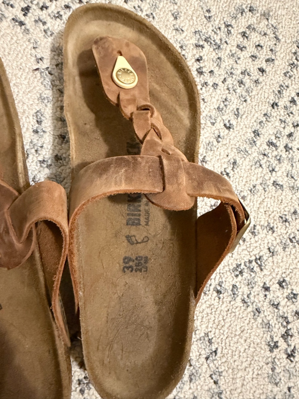Birkenstock Brown Braided Leather Toe-Post Sandals - Picture 3 of 8